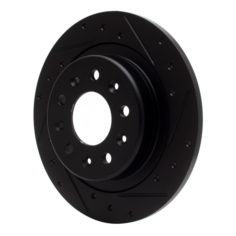 Buick LaCrosse Brake Rotor (1) - Rear Right - R1 Concepts - Drilled & Slotted - Black - `16-`25